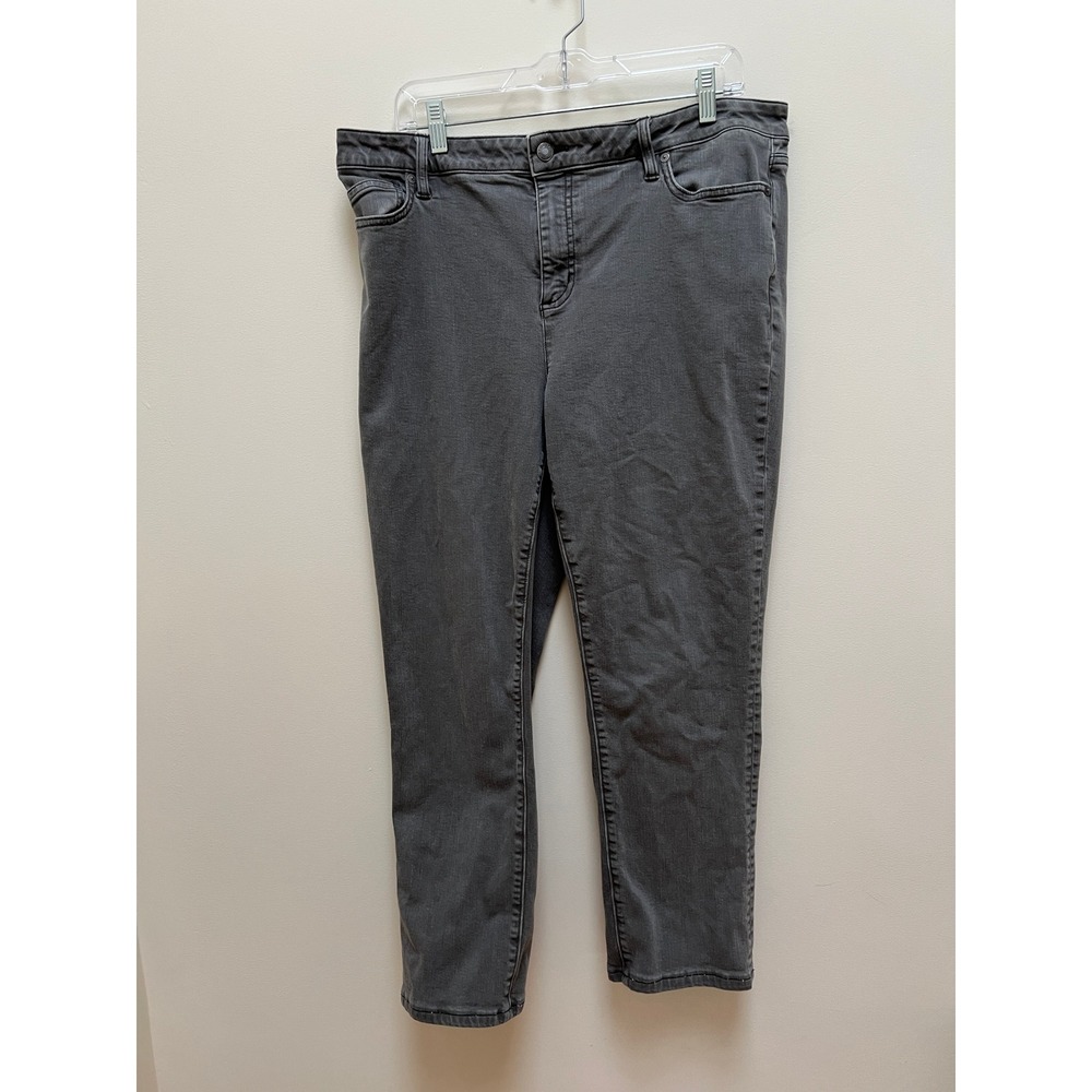 Lands' End Jeans Womens 16 Gray Mid Rise Straight Leg Denim Classic Casual *READ